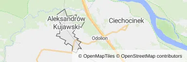 Mapa z zaznaczonym Aleksandrowie Kujawskim