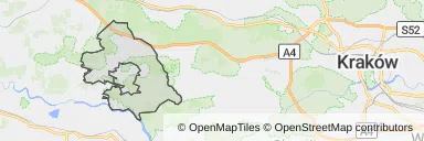 Mapa z zaznaczoną Alwerni