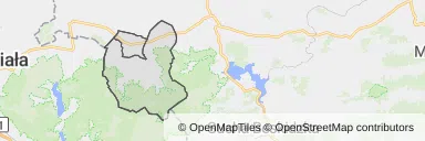 Mapa z zaznaczonym Andrychowem