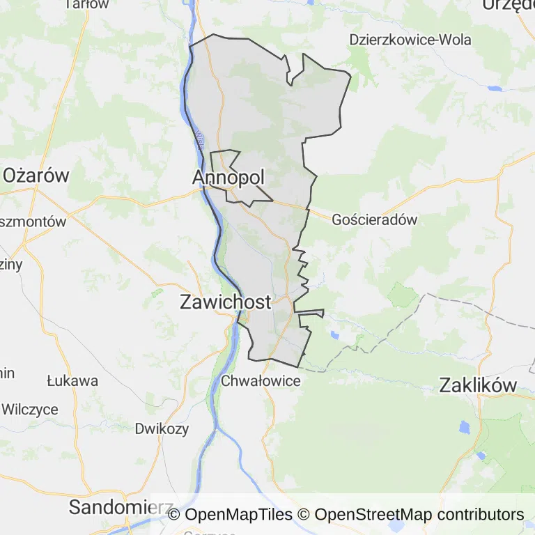 Mapa z zaznaczonym Annopolu