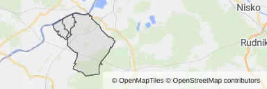 Mapa z zaznaczonym Baranowie Sandomierskim