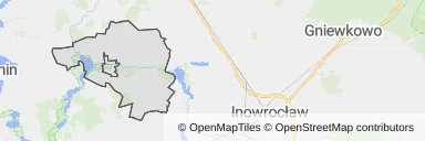 Mapa z zaznaczonym Barcinem