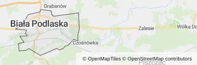 Mapa z zaznaczoną Białej Podlaskiej