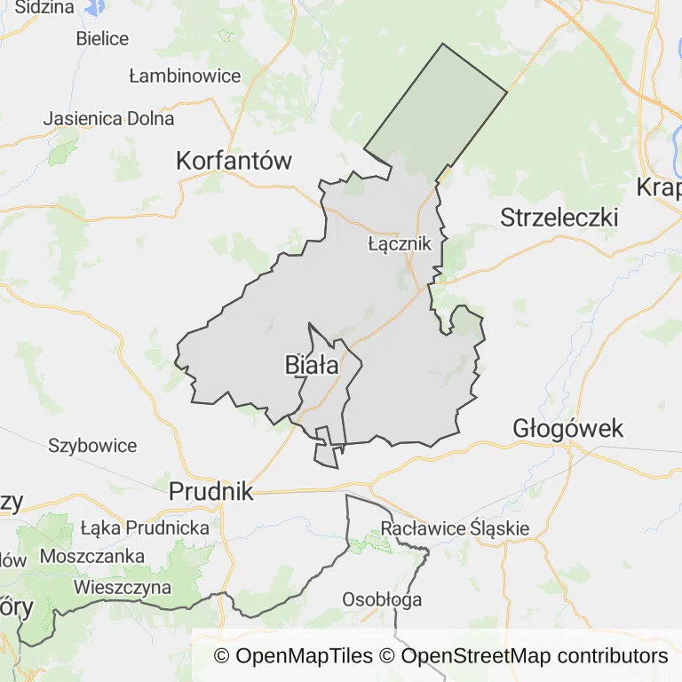 Mapa z zaznaczoną Białej