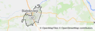 Mapa z zaznaczonym Białobrzegami
