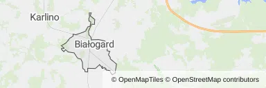 Mapa z zaznaczonym Białogardzem