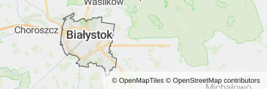 Mapa z zaznaczonym Białymstokiem