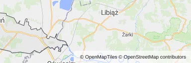 Mapa z zaznaczonym Bieruniu