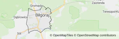 Mapa z zaznaczonym Biłgoraju