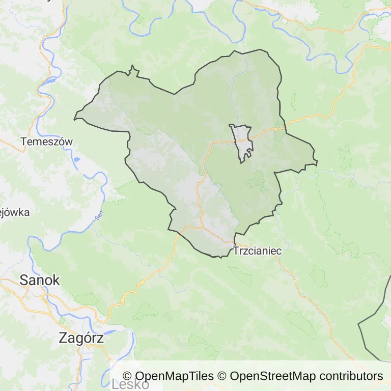 Mapa z zaznaczoną Birczy