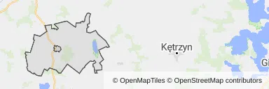 Mapa z zaznaczonym Bisztynkiem