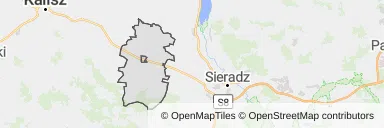 Mapa z zaznaczonym Błaszkami