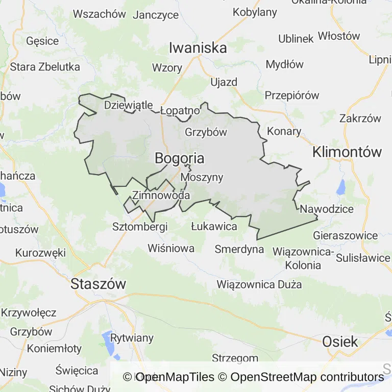 Mapa z zaznaczoną Bogorii