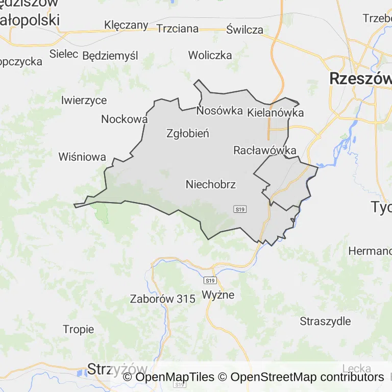 Mapa z zaznaczoną Boguchwale