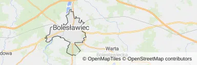 Mapa z zaznaczonym Bolesławcu