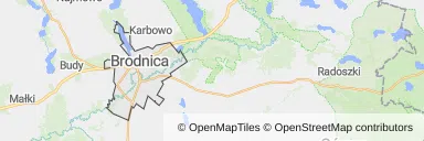 Mapa z zaznaczonym Brodnicy
