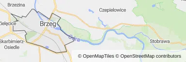 Mapa z zaznaczonym Brzegiem