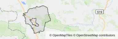 Mapa z zaznaczonym Brzostkiem