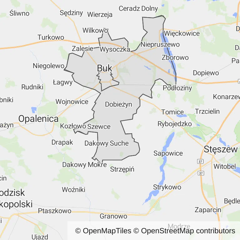 Mapa z zaznaczonym Bukiem