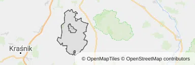 Mapa z zaznaczoną Bychawem