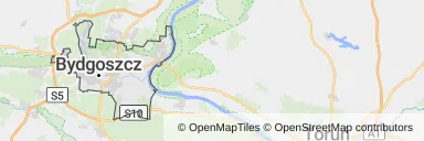 Mapa z zaznaczonym Bydgoszczy