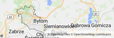 Mapa z zaznaczonym Bytomiem