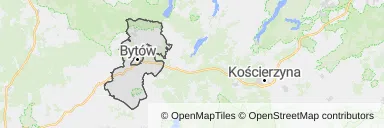 Mapa z zaznaczonym Bytowem