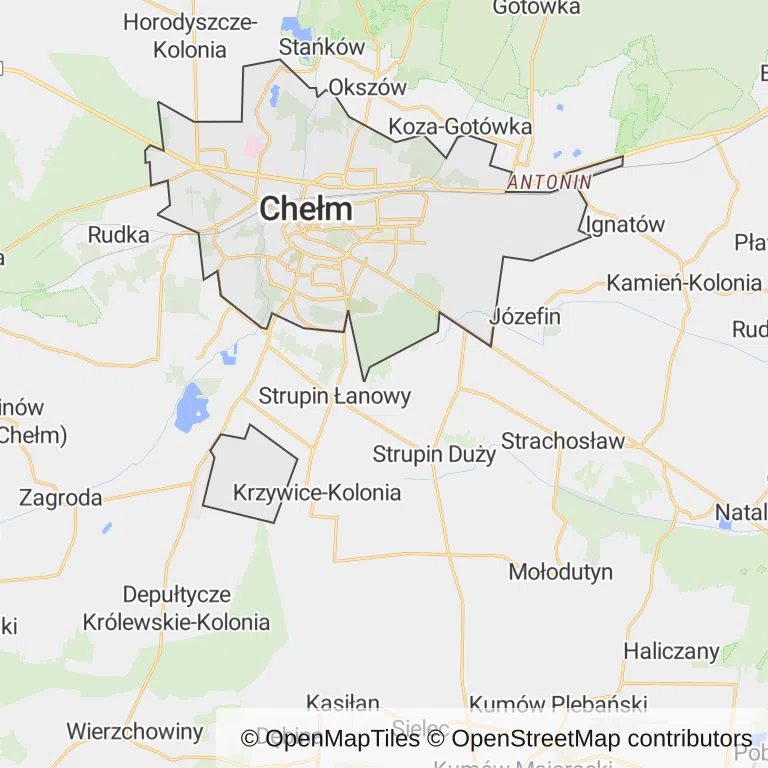 Mapa z zaznaczonym Chełmem