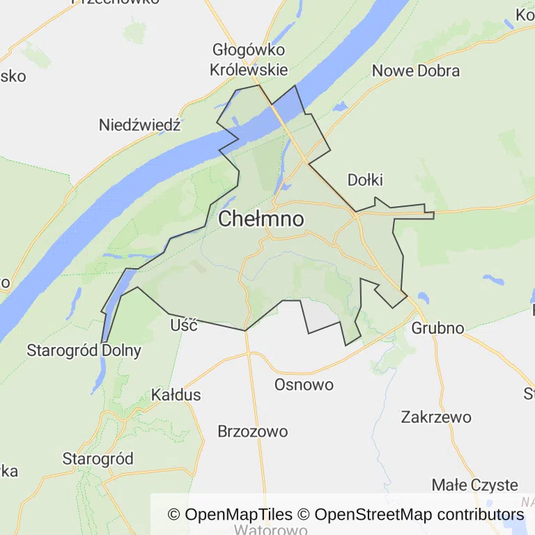 Mapa z zaznaczonym Chełmnem