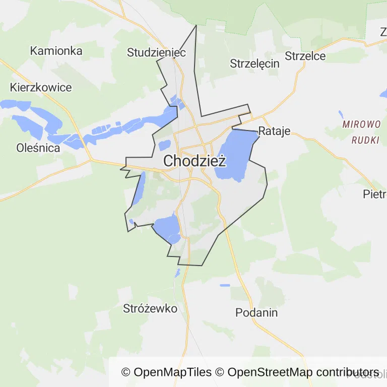 Mapa z zaznaczonym Chodzieży