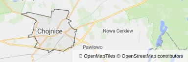 Mapa z zaznaczonymi Chojnicami