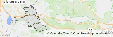 Mapa z zaznaczonym Chrzanowem