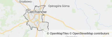 Mapa z zaznaczonym Ciechanowem