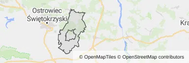 Mapa z zaznaczonym Ćmielowem