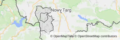 Mapa z zaznaczonym Czarnym Dunajcu