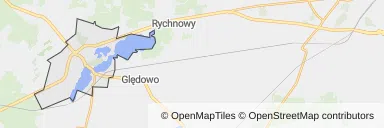 Mapa z zaznaczonym Człuchowem