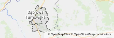 Mapa z zaznaczoną Dąbrowie Tarnowskiej