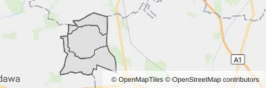 Mapa z zaznaczonymi Dąbrowicami