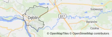 Mapa z zaznaczonym Dęblinem