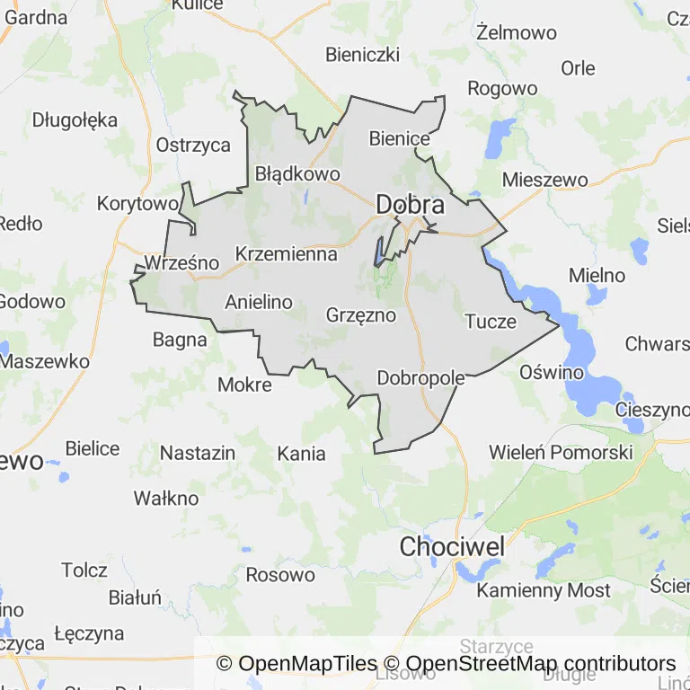 Mapa z zaznaczoną Dobrej