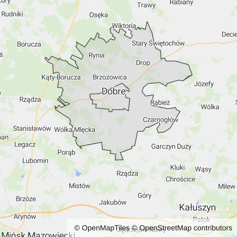 Mapa z zaznaczonym Dobrem