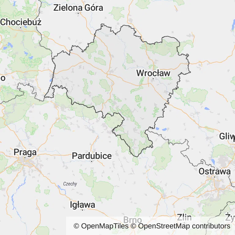 Mapa z zaznaczonym województwem dolnośląskim