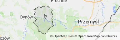 Mapa z zaznaczonym Dubieckiem