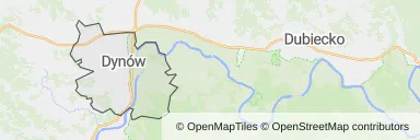 Mapa z zaznaczonym Dynowem