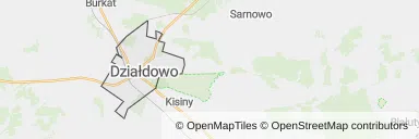 Mapa z zaznaczonym Działdowem