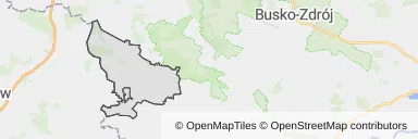 Mapa z zaznaczonymi Działoszycami