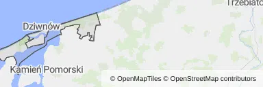 Mapa z zaznaczonym Dziwnowem