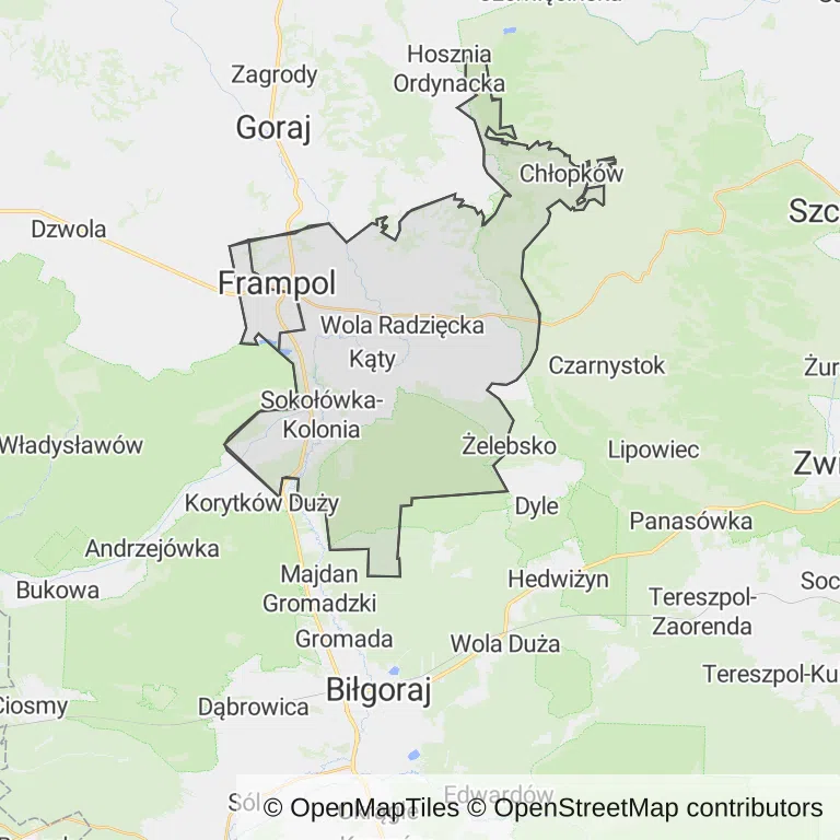 Mapa z zaznaczonym Frampolu