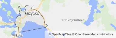 Mapa z zaznaczonym Giżyckiem