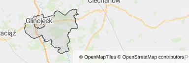 Mapa z zaznaczonym Glinojeckiem